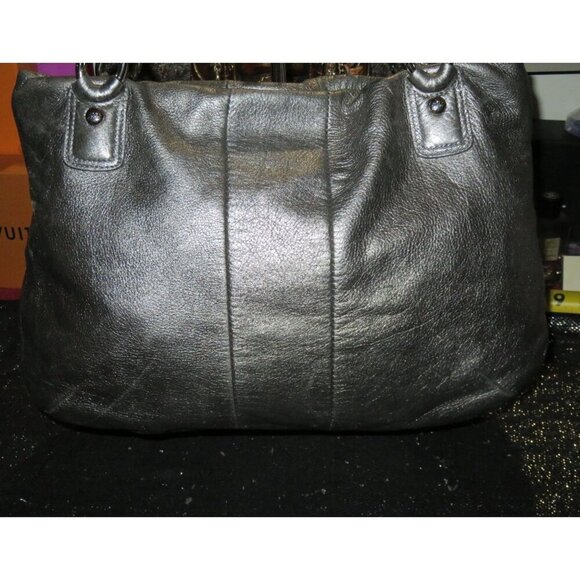 COACH 2011 Kristin Metallic Pewter Leather Front Flap Satchel Hobo Handbag 16814 - Picture 2 of 14